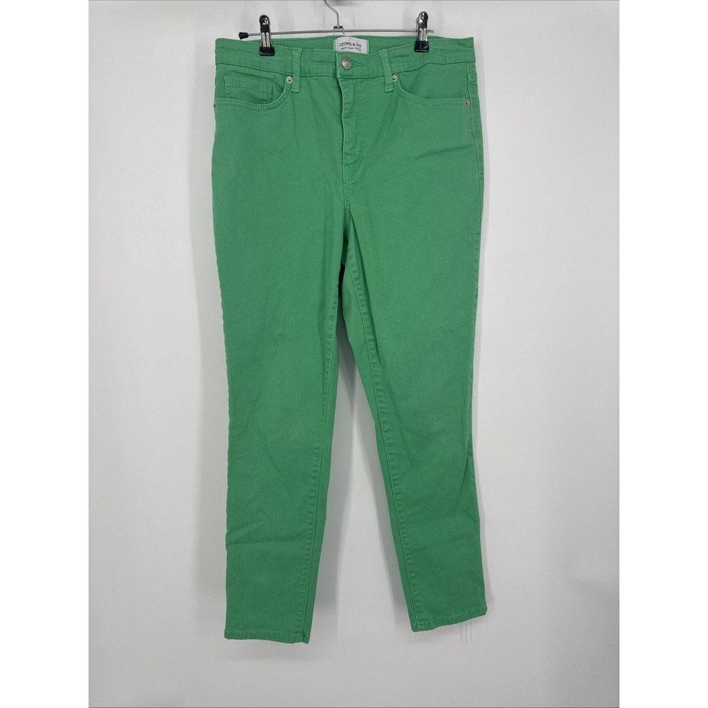 Crown & Ivy High Rise Skinny Crop Kelly Green Stretch 5 Pocket Women's 8R